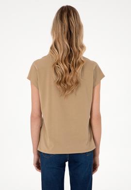 Kadın Haki Bisiklet Yaka Tişört - 50305823017