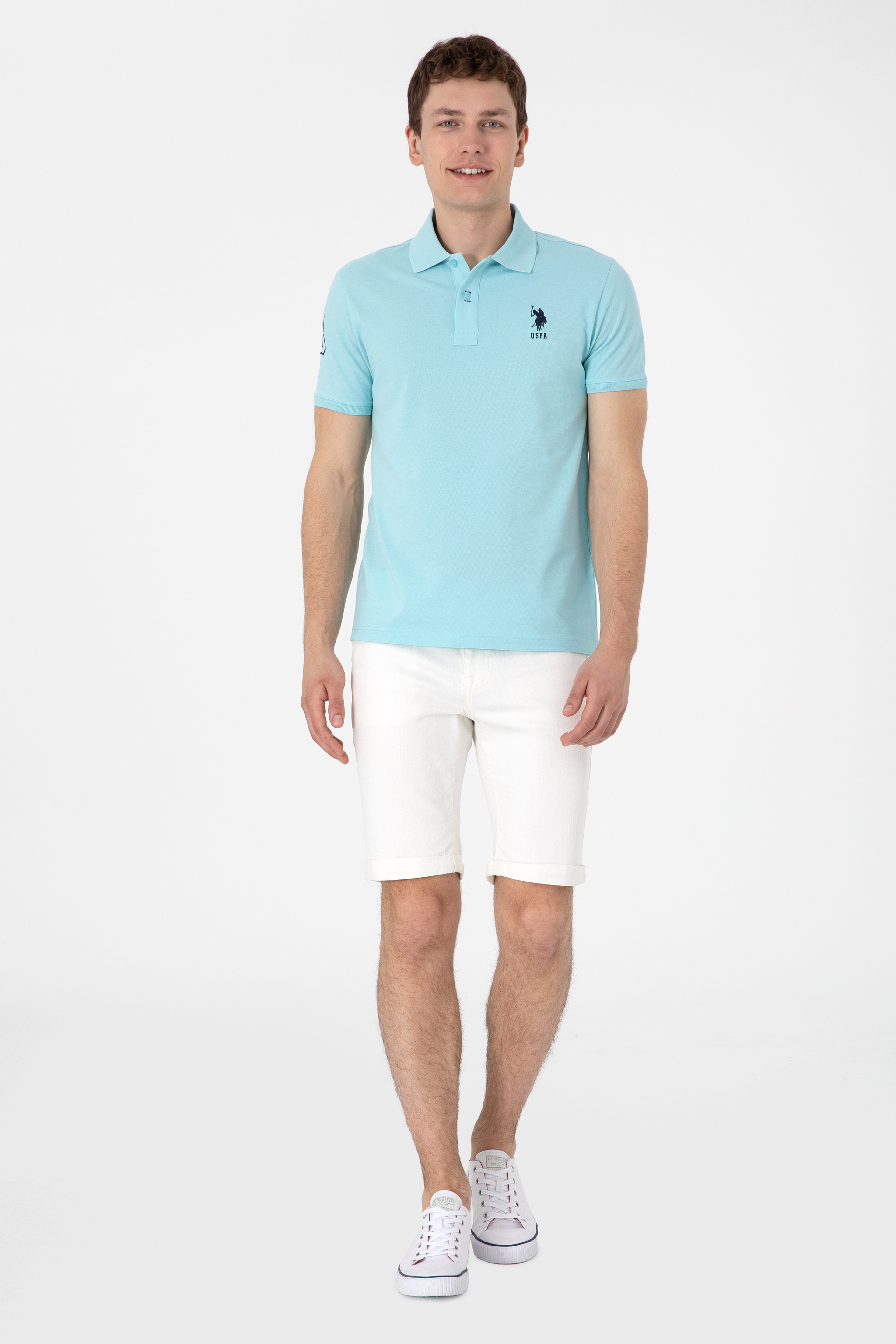 Erkek Slim Fit Polo Yaka Aqua Basic Tişört