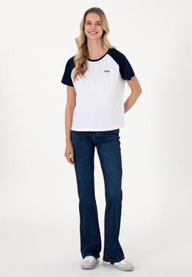 Kadın Lacivert Bisiklet Yaka Tişört - 50305771009