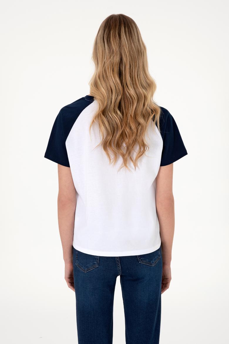 Kadın Lacivert Bisiklet Yaka Tişört - 50305771009