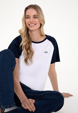 Kadın Lacivert Bisiklet Yaka Tişört - 50305771009