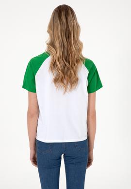 Kadın Yeşil Bisiklet Yaka Tişört - 50305771020