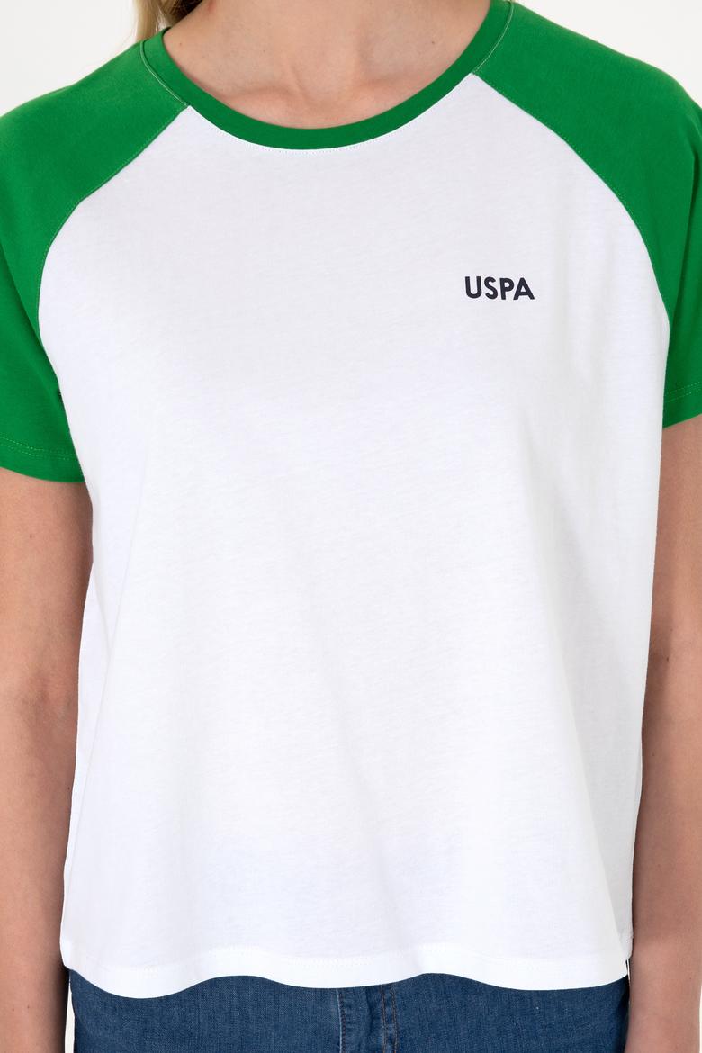 Kadın Yeşil Bisiklet Yaka Tişört - 50305771020