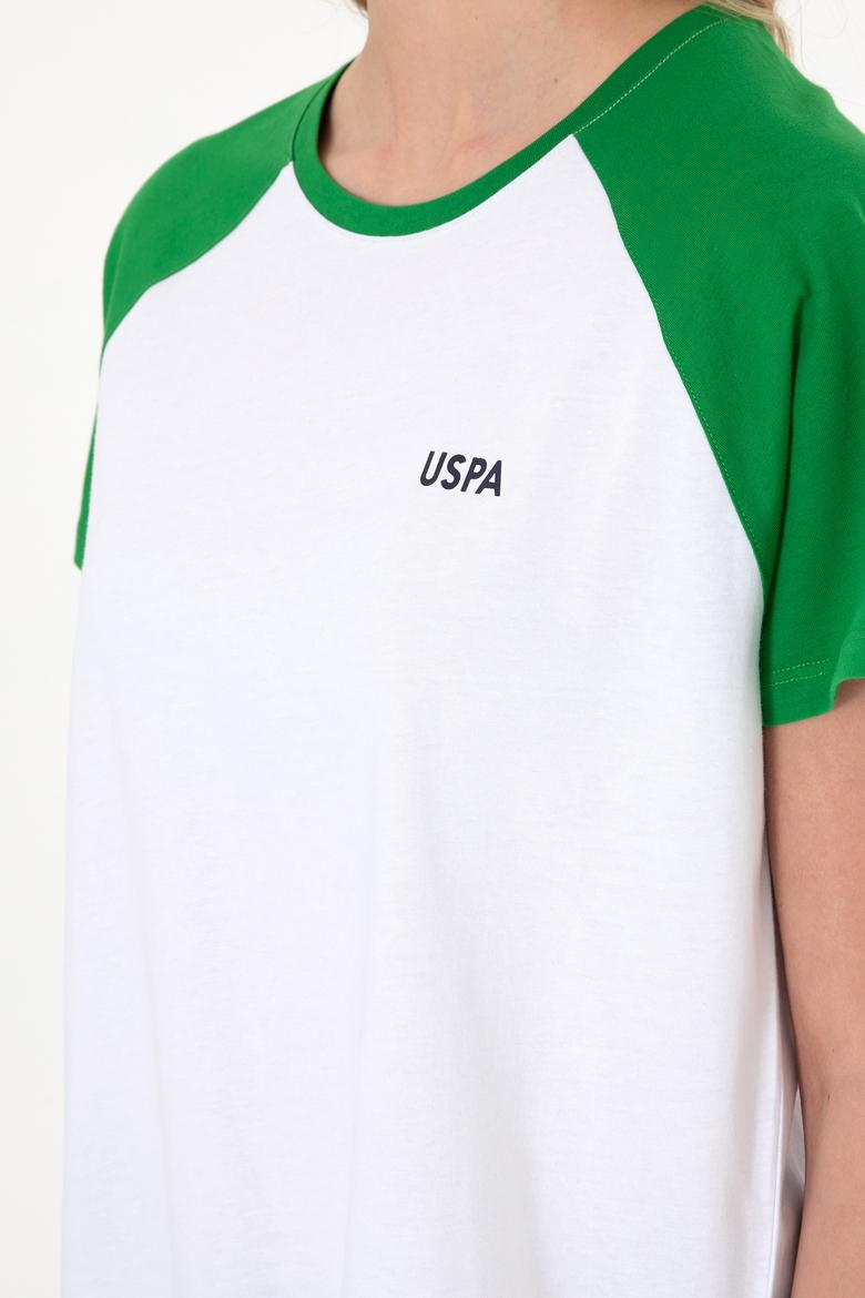 Kadın Yeşil Bisiklet Yaka Tişört - 50305771020