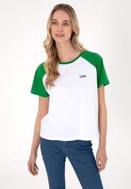 Kadın Yeşil Bisiklet Yaka Tişört - 50305771020