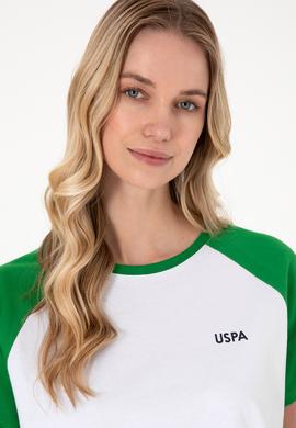 Kadın Yeşil Bisiklet Yaka Tişört - 50305771020