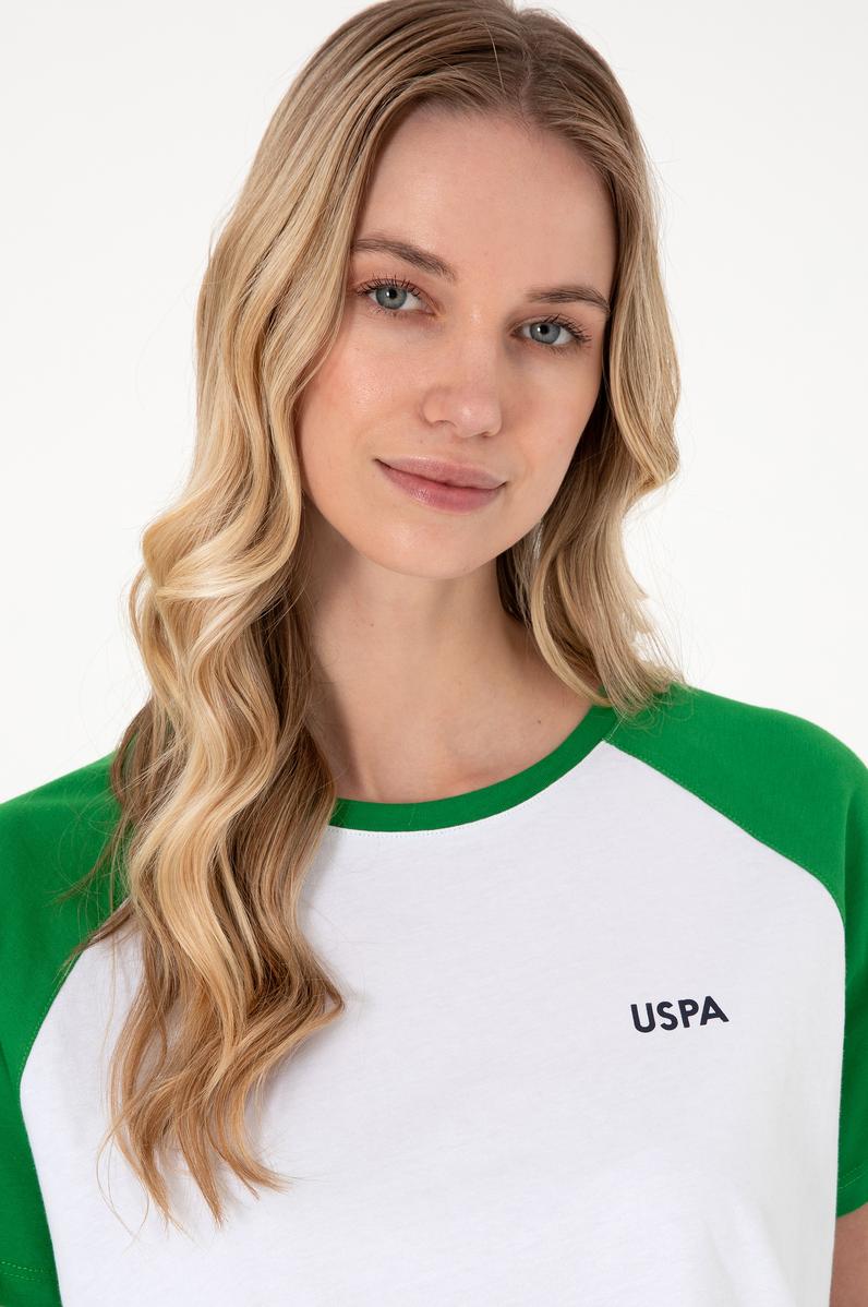 Kadın Yeşil Bisiklet Yaka Tişört