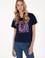 Kadın Lacivert Desenli Bisiklet Yaka Tişört