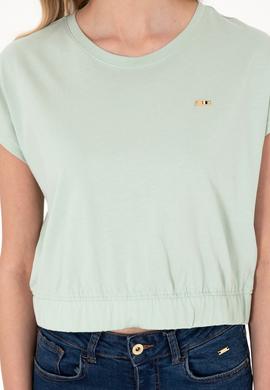 Kadın Su Yeşili Bisiklet Yaka Tişört - 50305720009