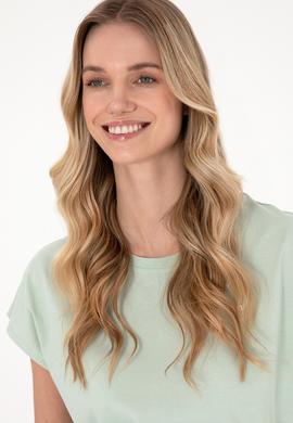 Kadın Su Yeşili Bisiklet Yaka Tişört - 50305720009