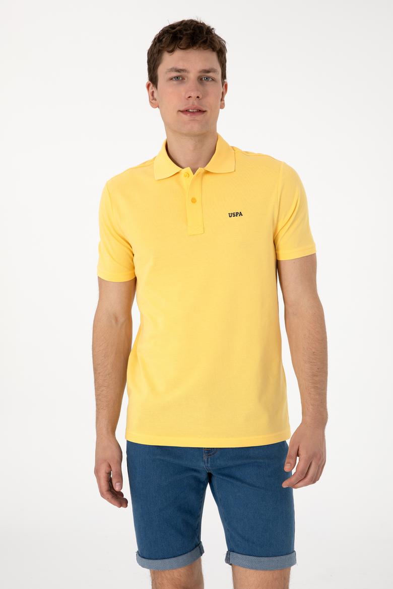 Erkek Regular Fit Polo Yaka Sarı Basic Tişört