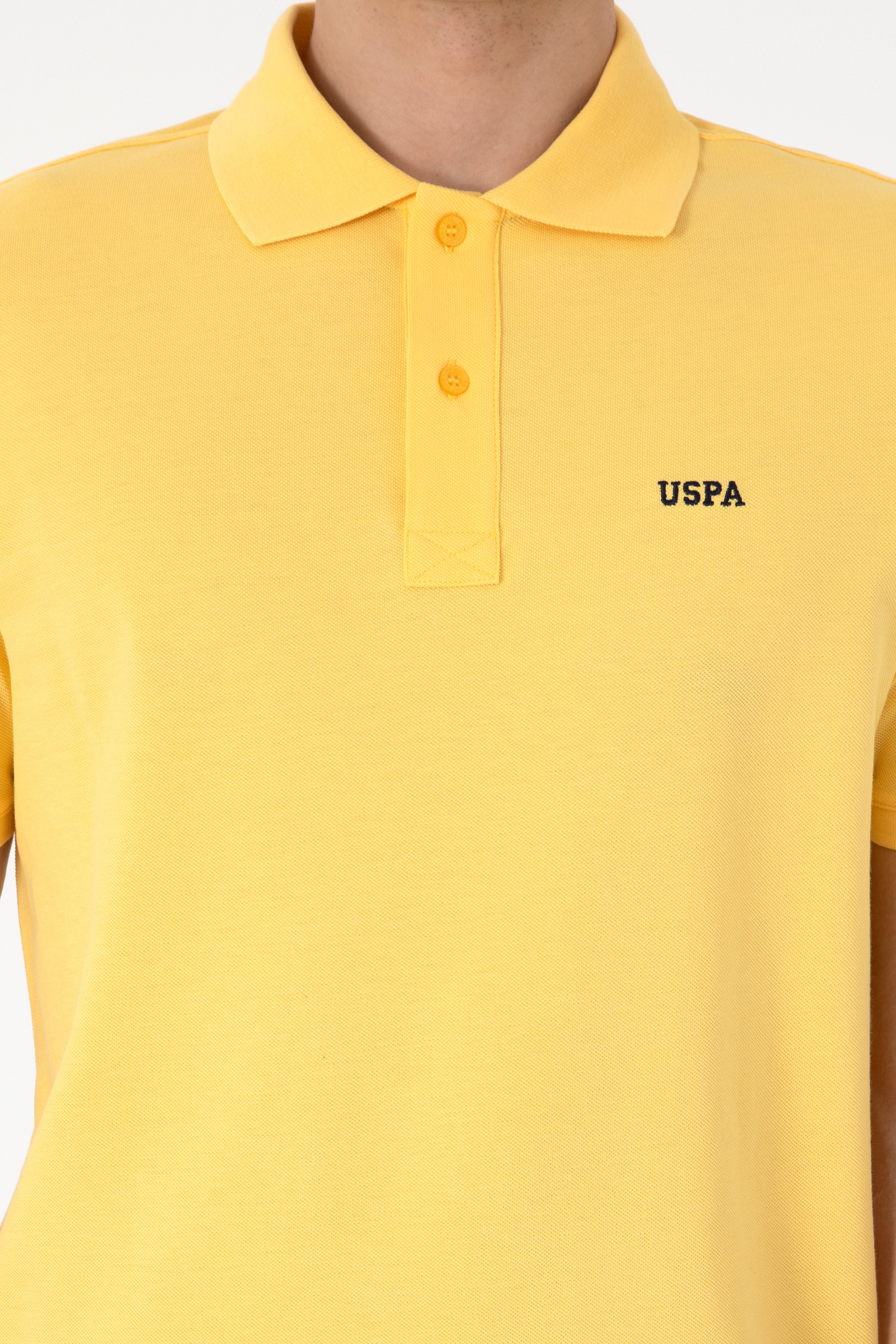 Erkek Regular Fit Polo Yaka Sarı Basic Tişört - Image 6