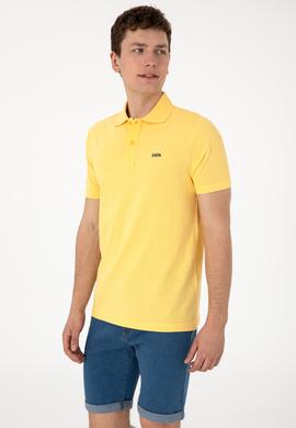 Erkek Regular Fit Polo Yaka Sarı Basic Tişört - 50306007113