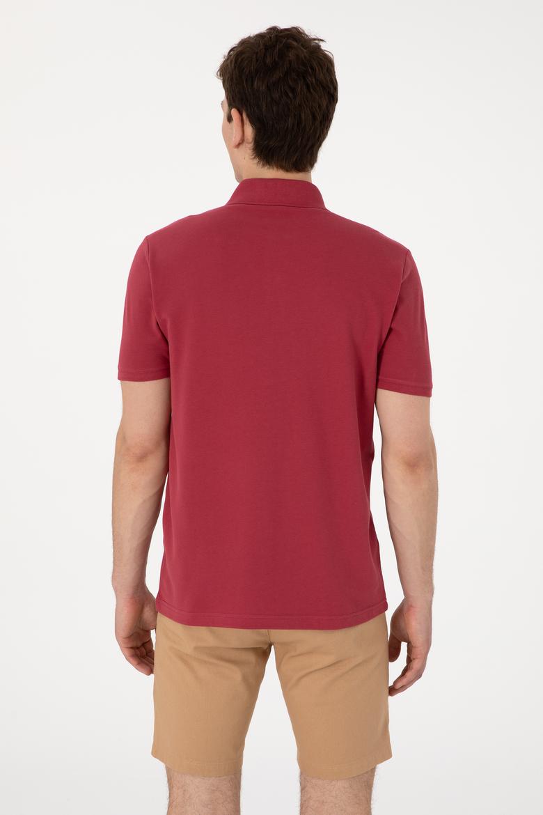 Erkek Regular Fit Polo Yaka Vişne Basic Tişört - 50306007308
