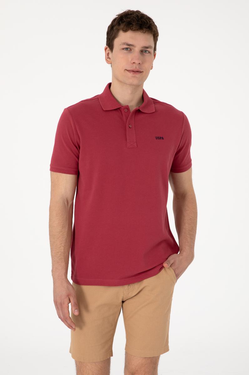 Erkek Regular Fit Polo Yaka Vişne Basic Tişört