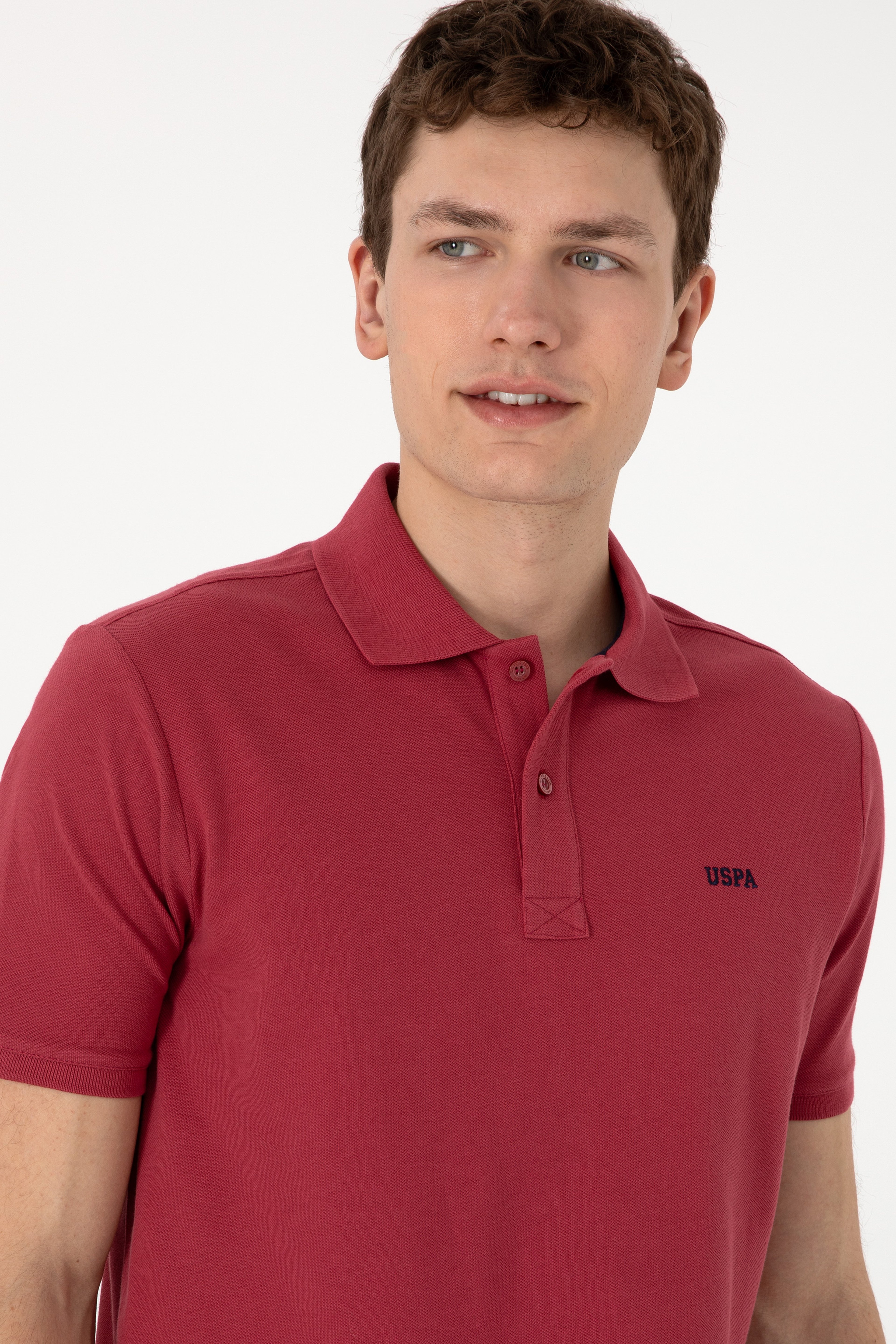Erkek Regular Fit Polo Yaka Vişne Basic Tişört