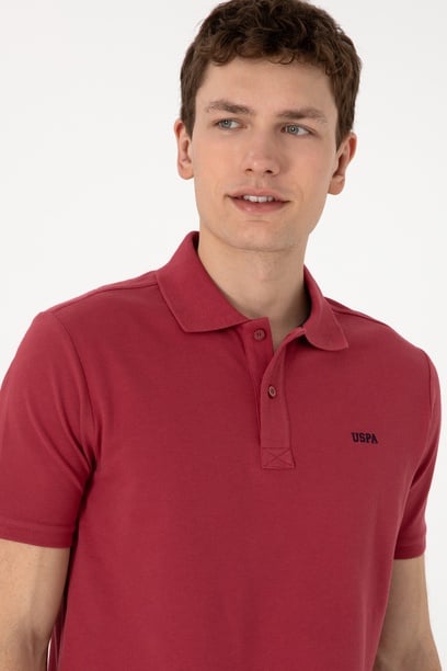 Erkek Regular Fit Polo Yaka Vişne Basic Tişört