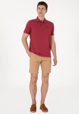 Erkek Regular Fit Polo Yaka Vişne Basic Tişört - 50306007308