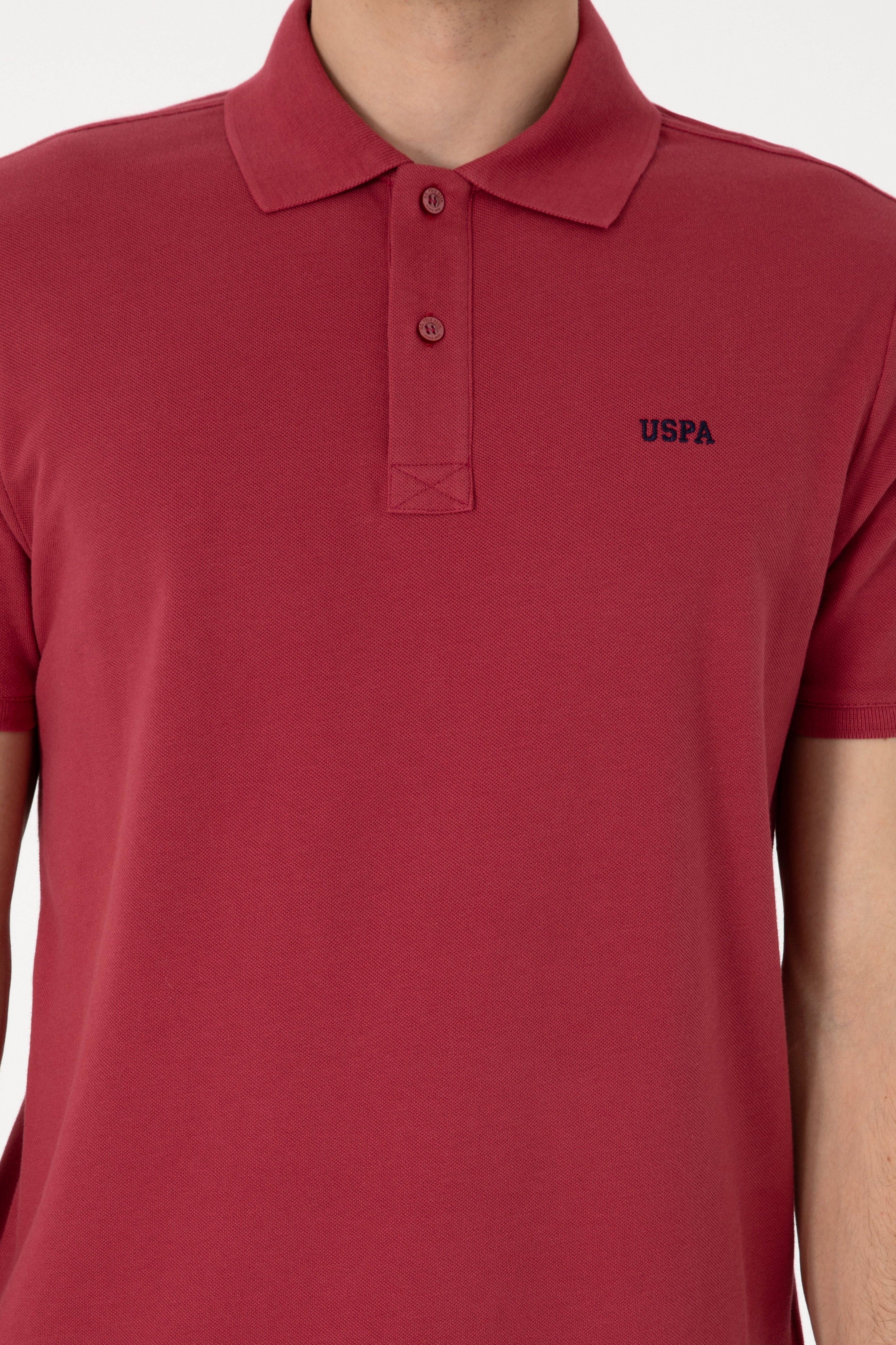 Erkek Regular Fit Polo Yaka Vişne Basic Tişört