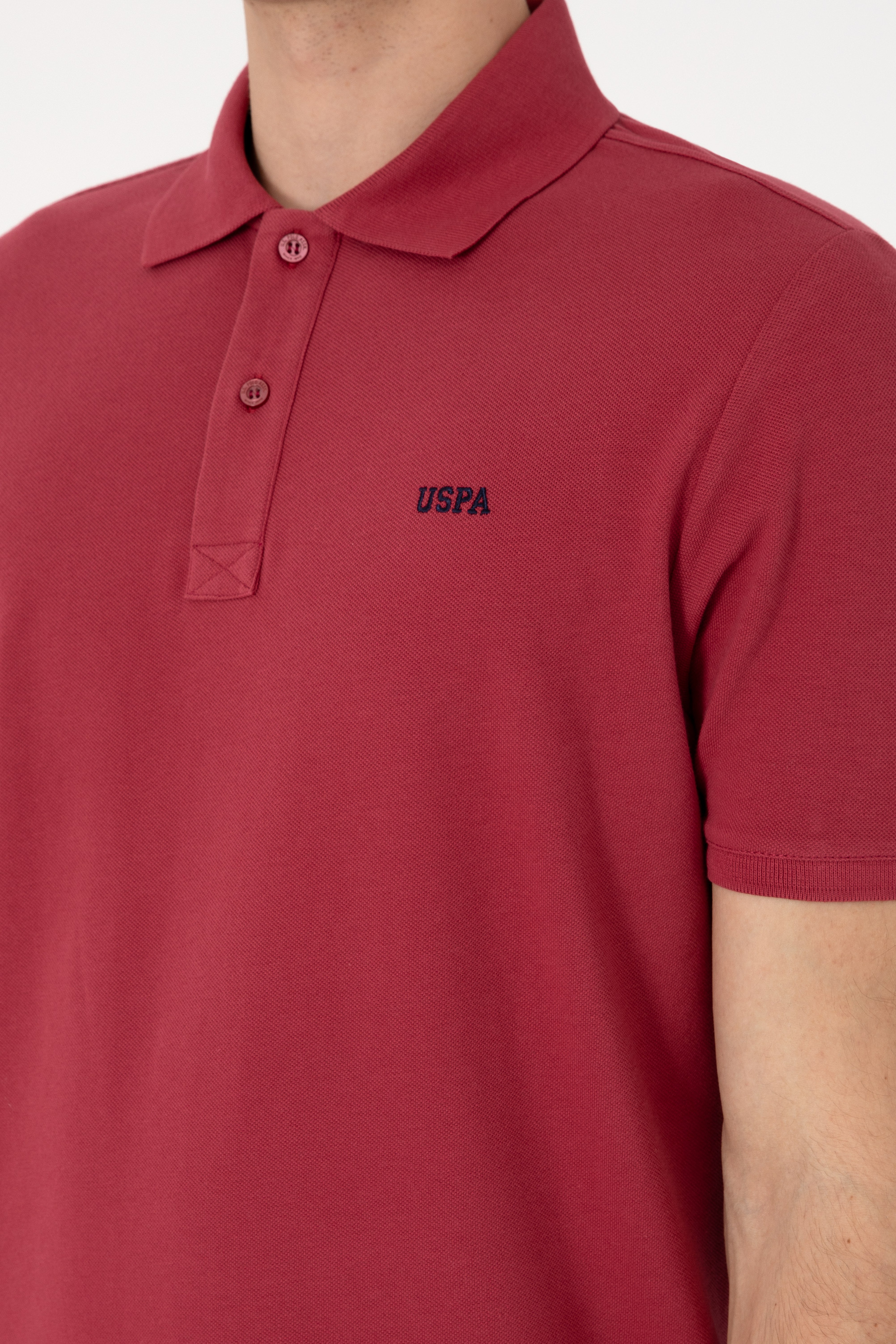 Erkek Regular Fit Polo Yaka Vişne Basic Tişört - Image 7