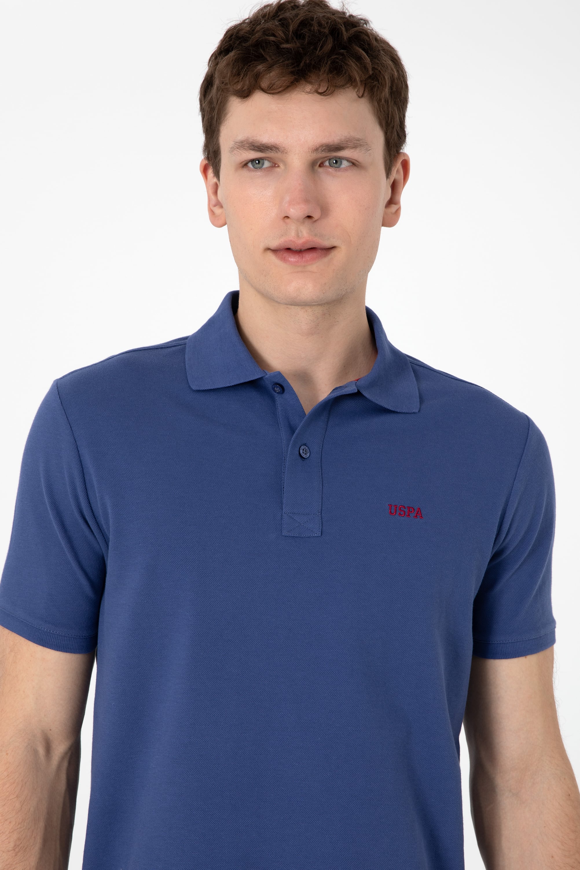 Erkek Regular Fit Polo Yaka Açık Lacivert Basic Tişört - Image 2