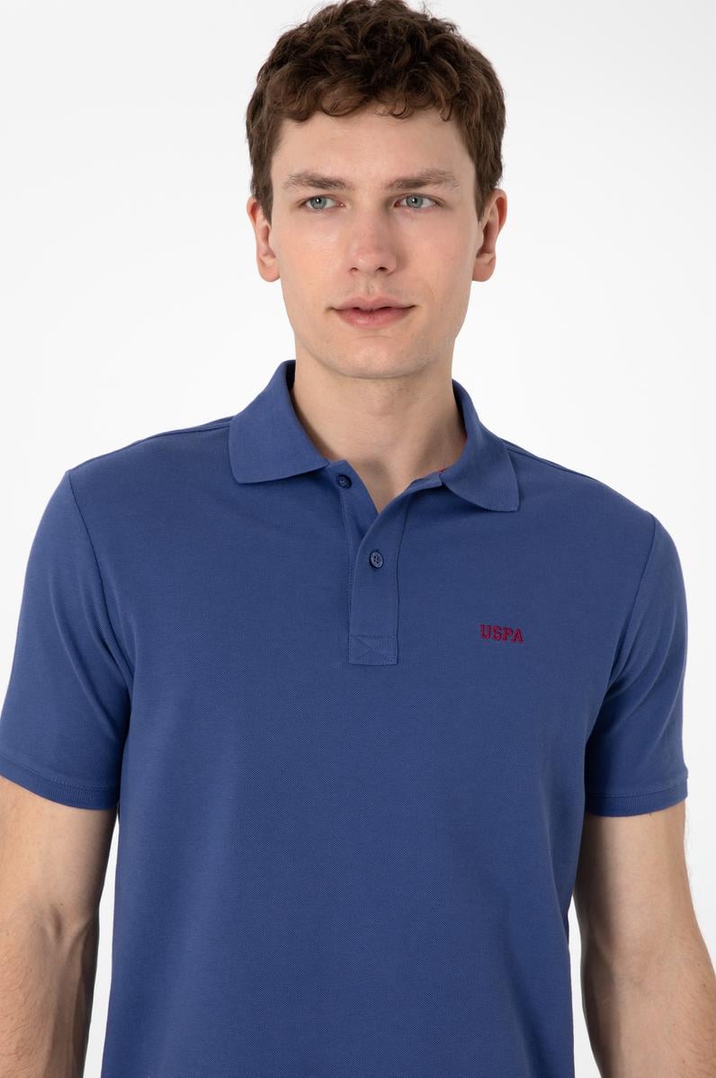 Erkek Regular Fit Polo Yaka Açık Lacivert Basic Tişört