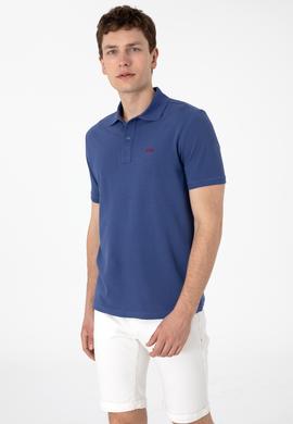 Erkek Regular Fit Polo Yaka Açık Lacivert Basic Tişört - 50306007386