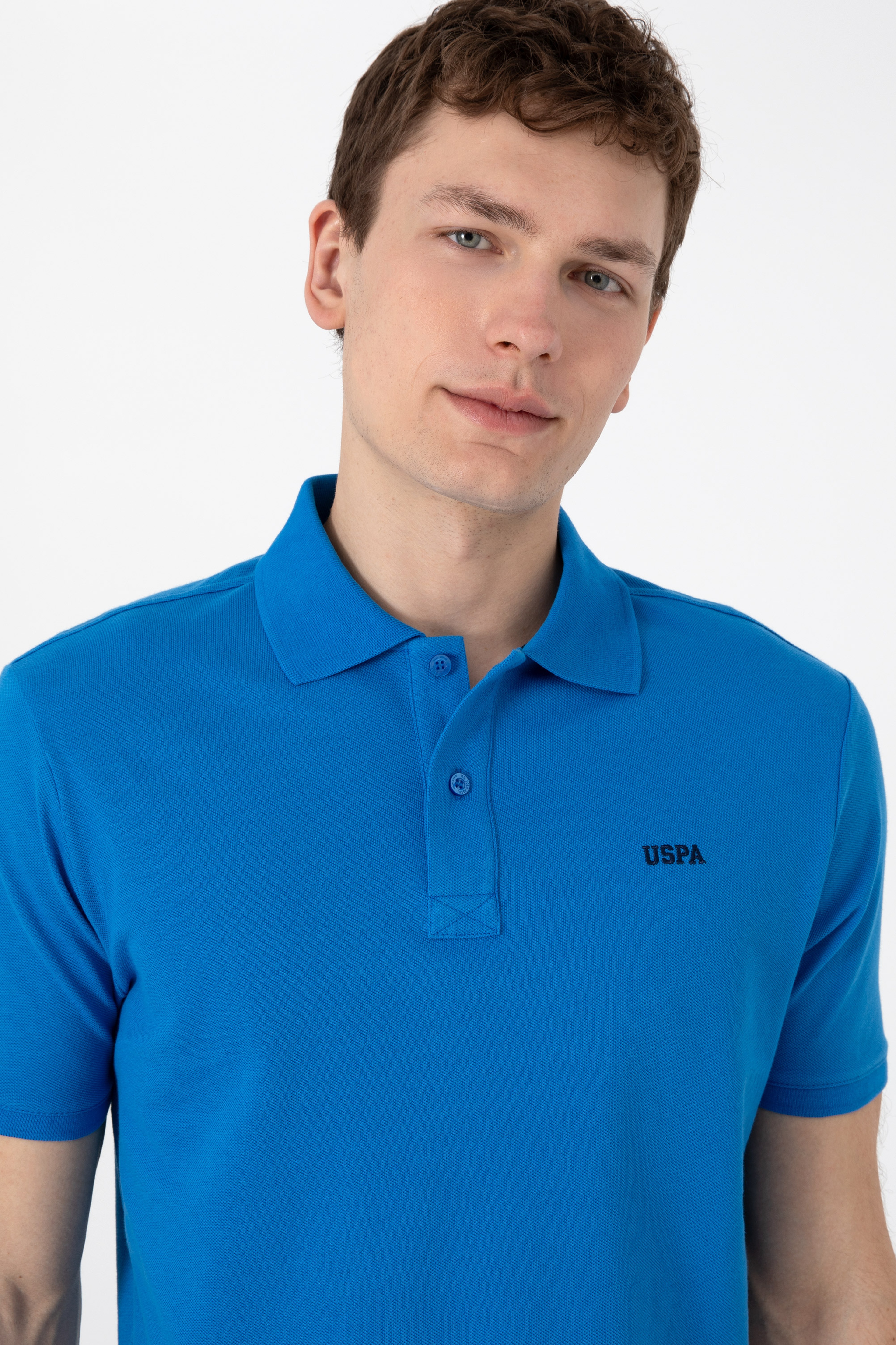 Erkek Regular Fit Polo Yaka Kobalt Mavi Basic Tişört - Image 2