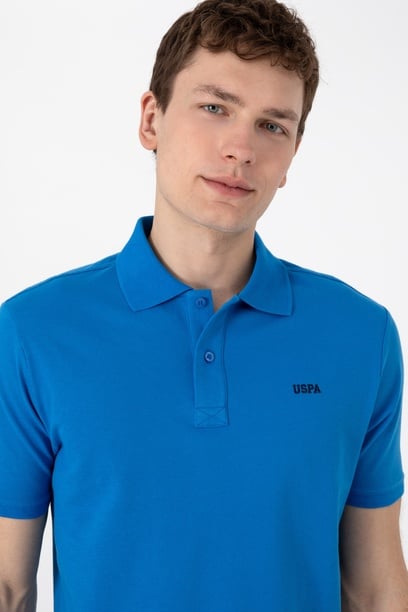Erkek Regular Fit Polo Yaka Kobalt Mavi Basic Tişört