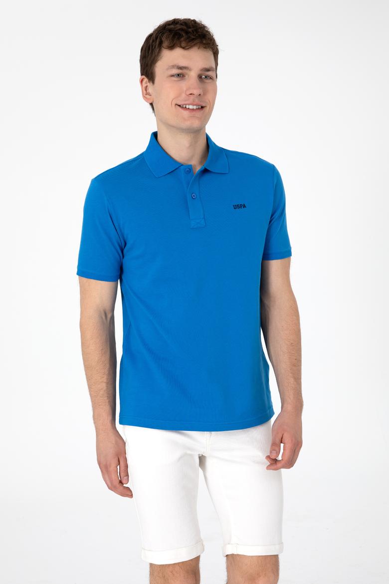 Erkek Regular Fit Polo Yaka Kobalt Mavi Basic Tişört