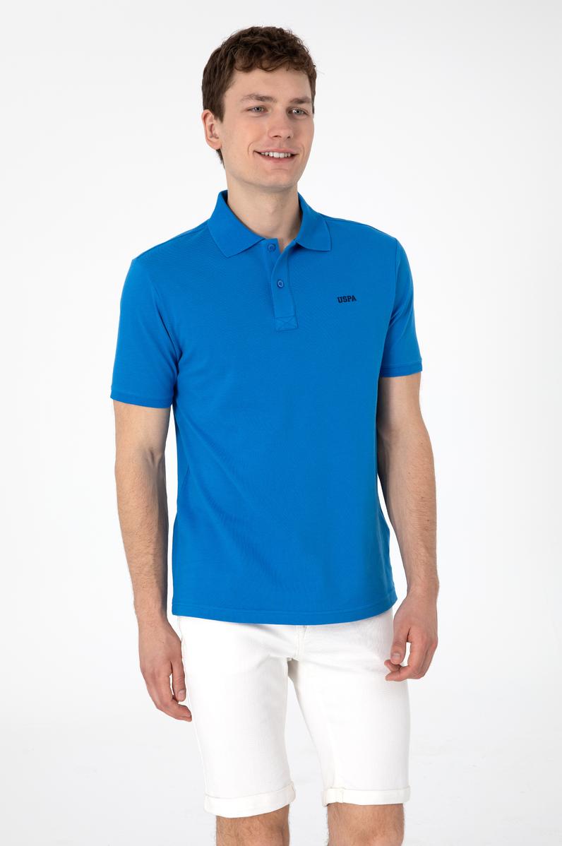 Erkek Regular Fit Polo Yaka Kobalt Mavi Basic Tişört