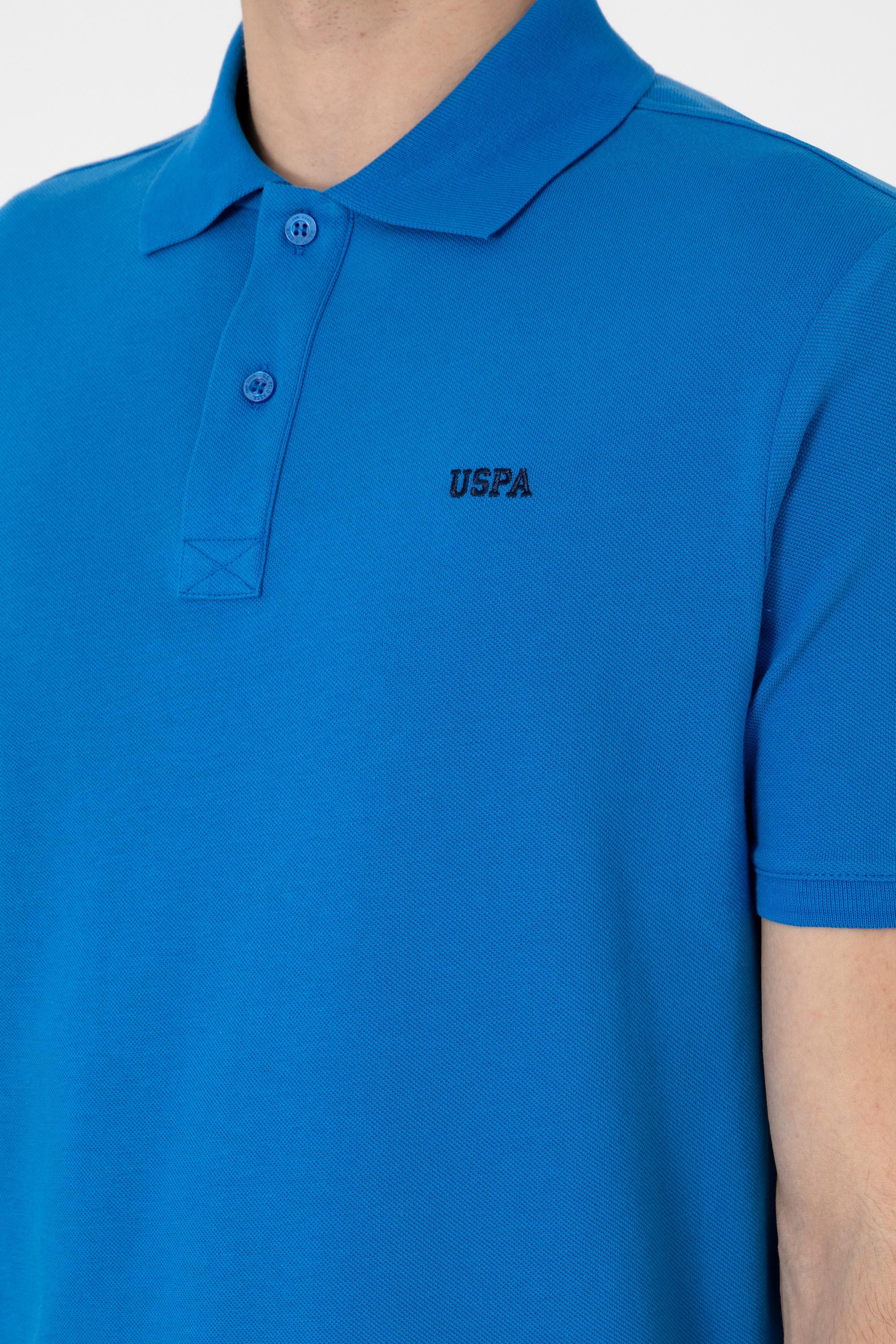 Erkek Regular Fit Polo Yaka Kobalt Mavi Basic Tişört - Image 7