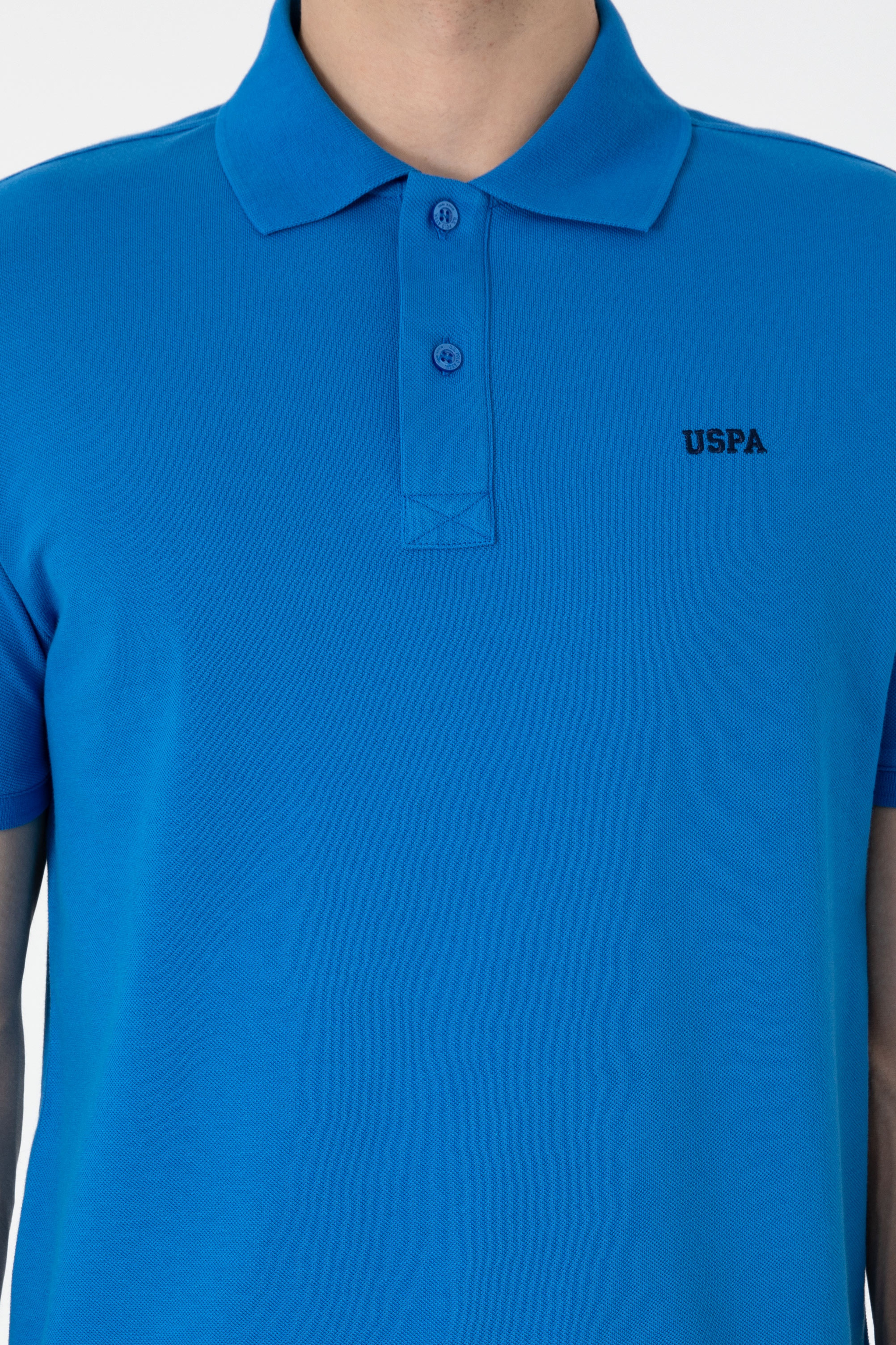 Erkek Regular Fit Polo Yaka Kobalt Mavi Basic Tişört