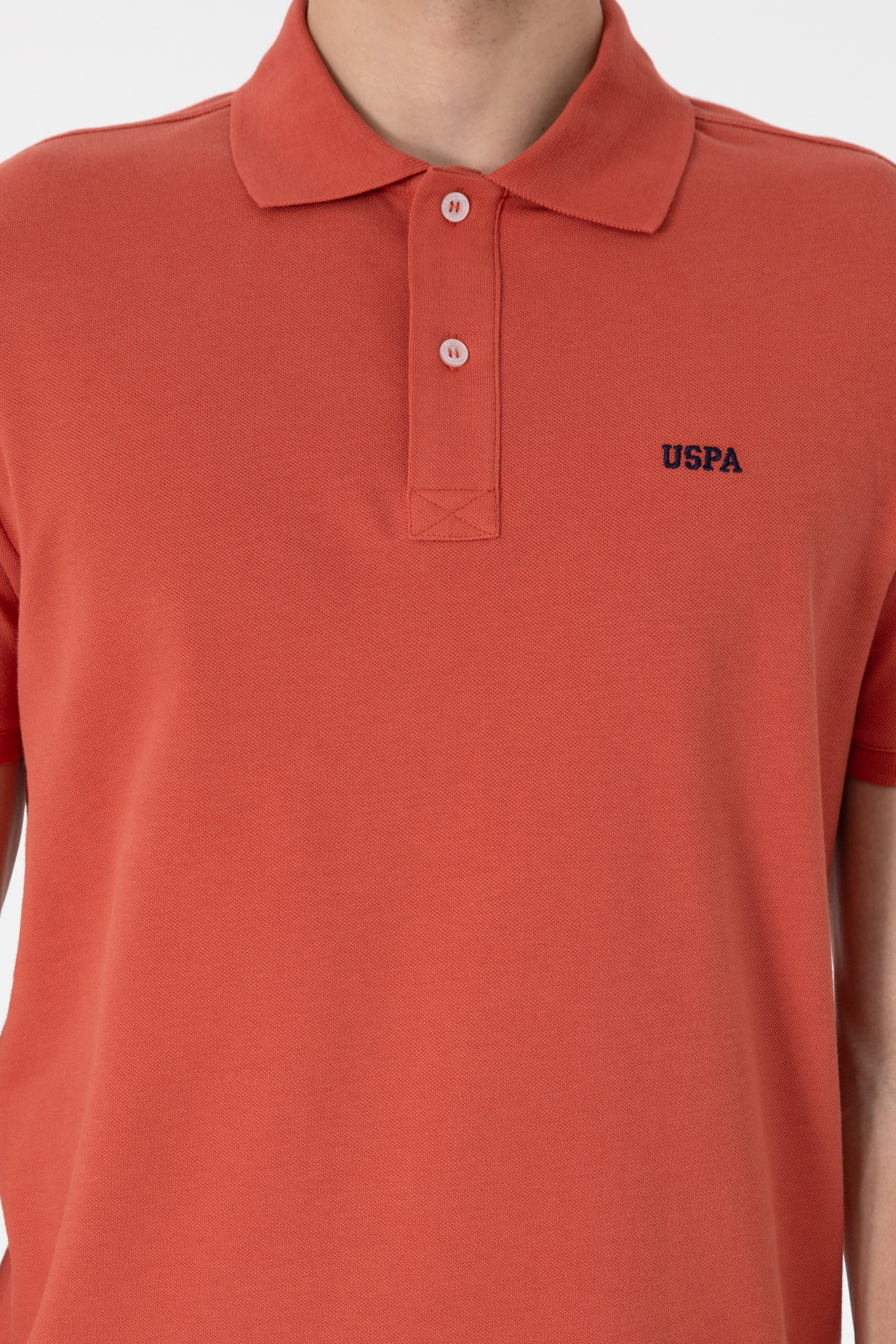Erkek Regular Fit Polo Yaka Pudra Basic Tişört - Image 6