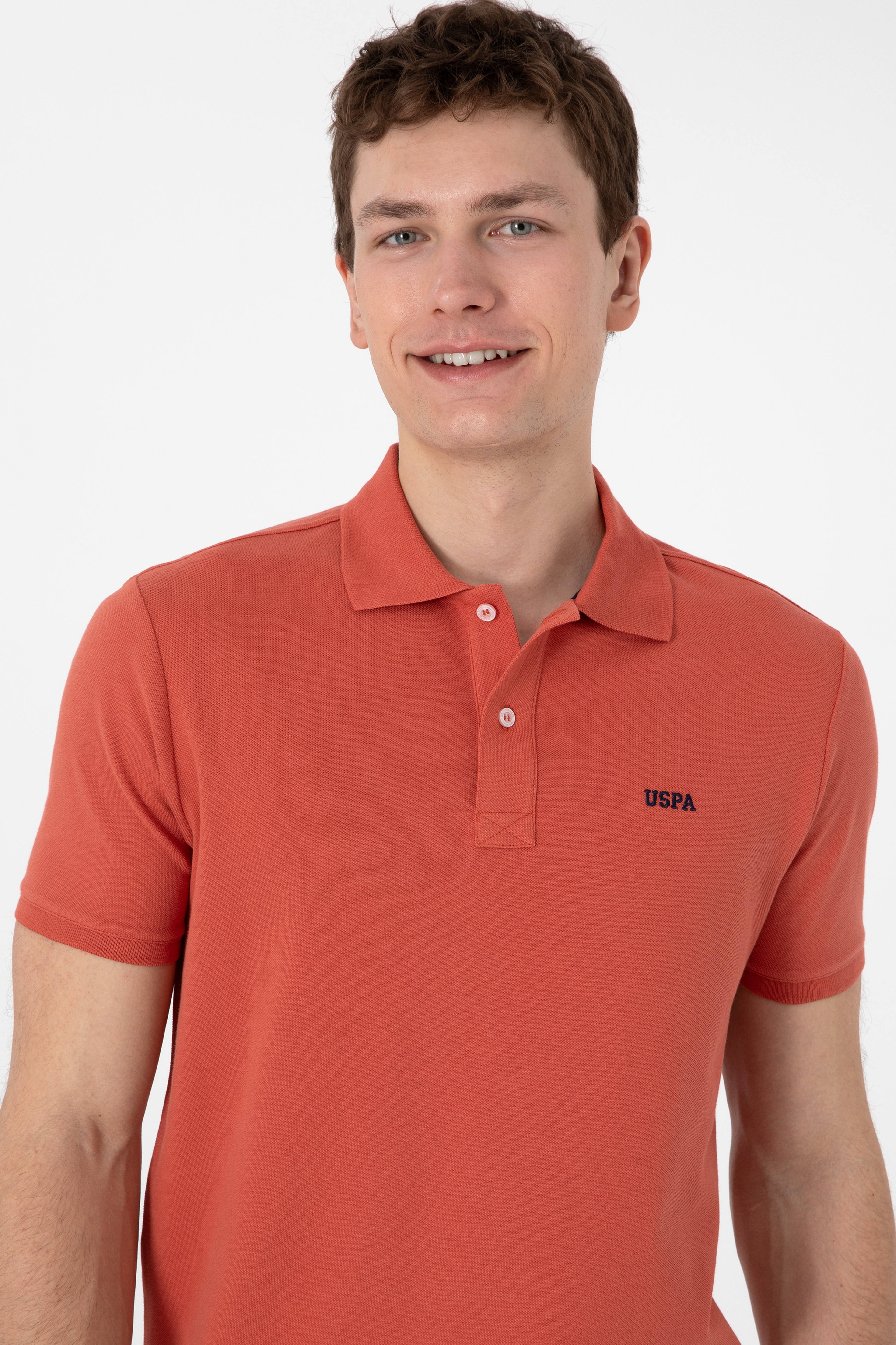 Erkek Regular Fit Polo Yaka Pudra Basic Tişört - Image 2