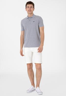 Erkek Regular Fit Polo Yaka Gri Melanj Basic Tişört - 50306007023