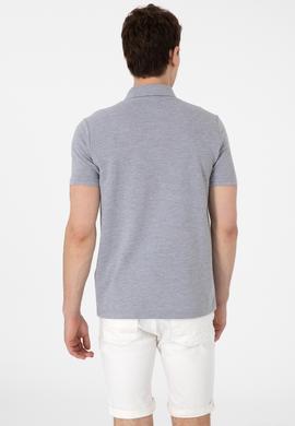 Erkek Regular Fit Polo Yaka Gri Melanj Basic Tişört - 50306007023