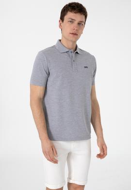 Erkek Regular Fit Polo Yaka Gri Melanj Basic Tişört - 50306007023