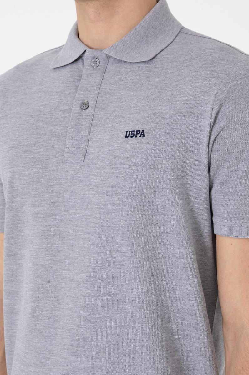 Erkek Regular Fit Polo Yaka Gri Melanj Basic Tişört