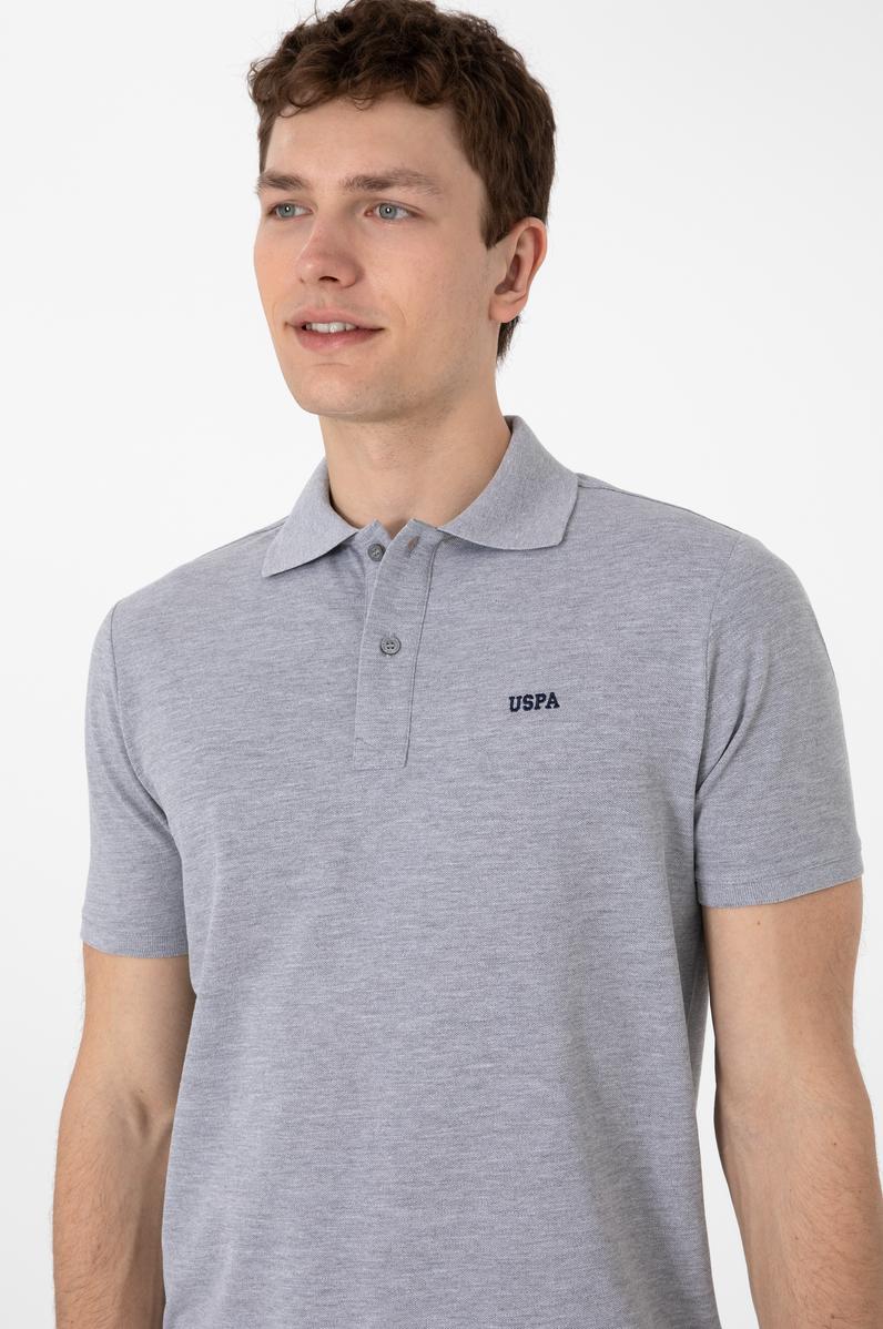 Erkek Regular Fit Polo Yaka Gri Melanj Basic Tişört