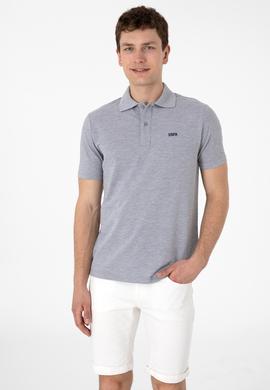 Erkek Regular Fit Polo Yaka Gri Melanj Basic Tişört - 50306007023