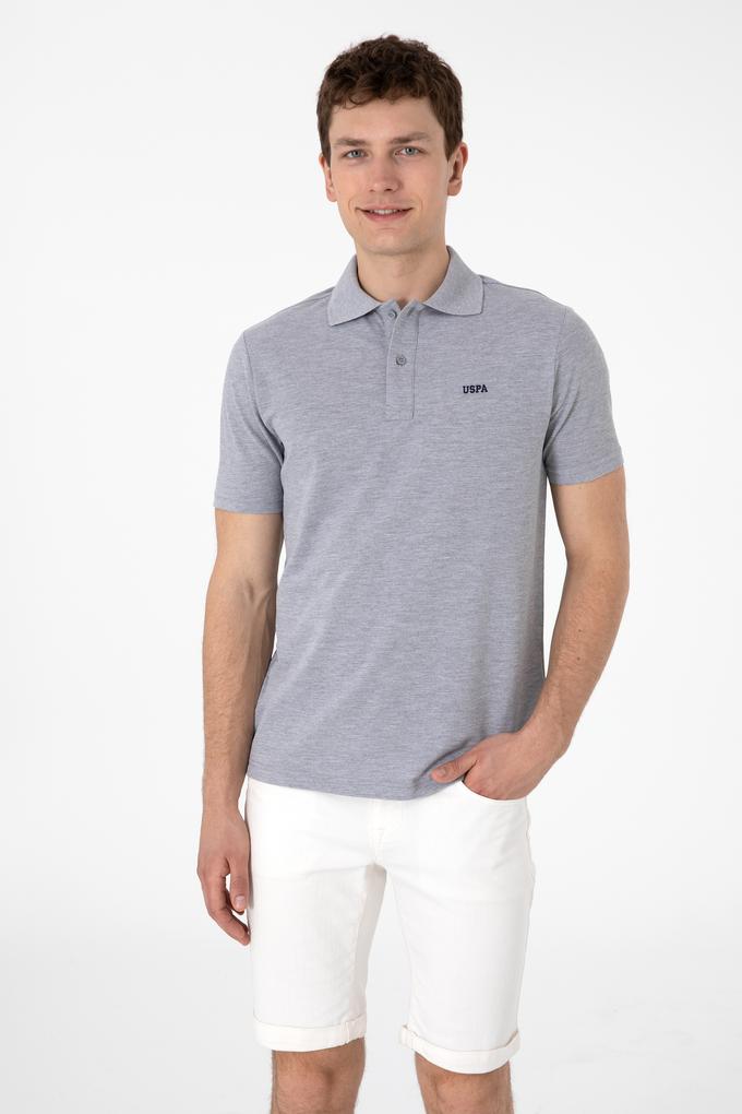 Erkek Regular Fit Polo Yaka Gri Melanj Basic Tişört