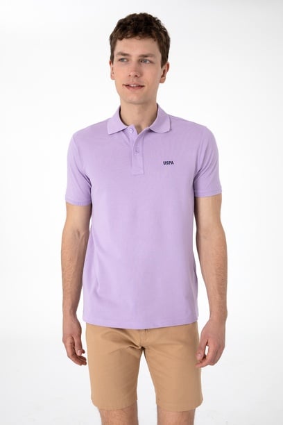 Erkek Regular Fit Polo Yaka Lila Basic Tişört