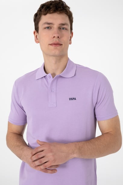 Erkek Regular Fit Polo Yaka Lila Basic Tişört