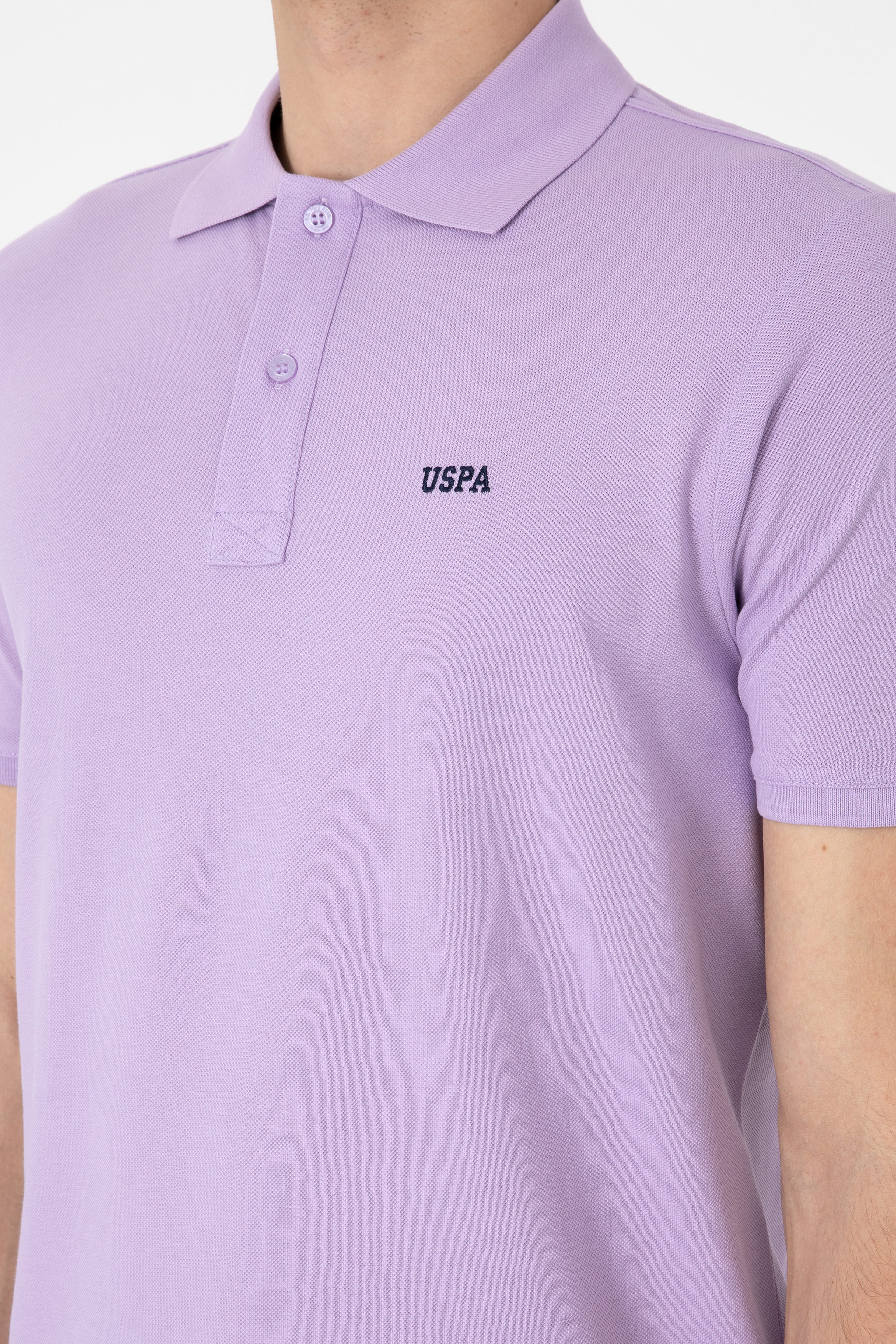 Erkek Regular Fit Polo Yaka Lila Basic Tişört - Image 7
