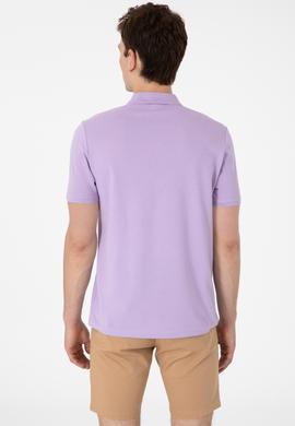 Erkek Regular Fit Polo Yaka Lila Basic Tişört - 50306007217