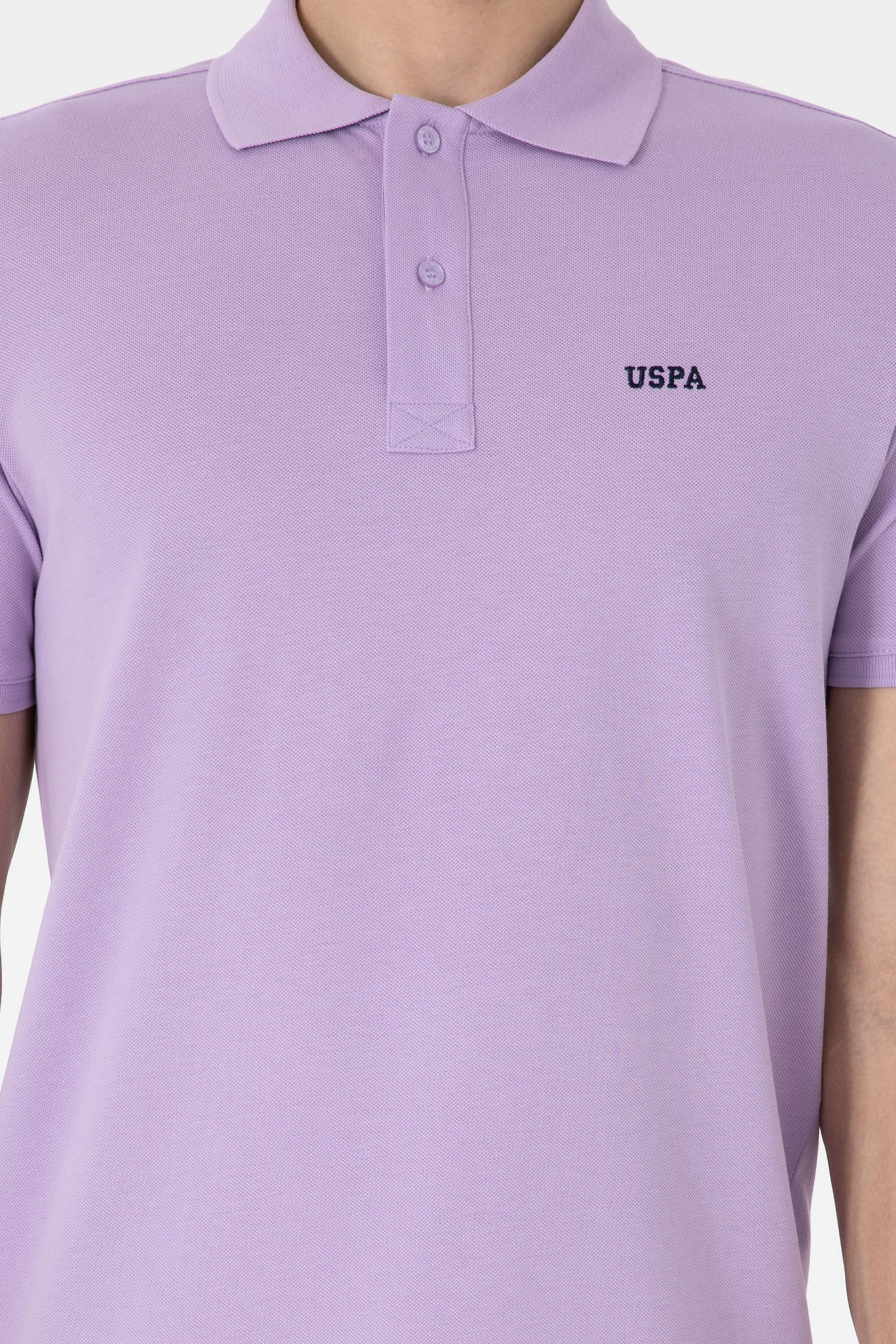 Erkek Regular Fit Polo Yaka Lila Basic Tişört