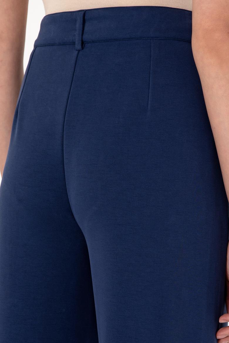Kadın Lacivert Modal Karışımlı Loose Fit Örme Pantolon - 50308640006