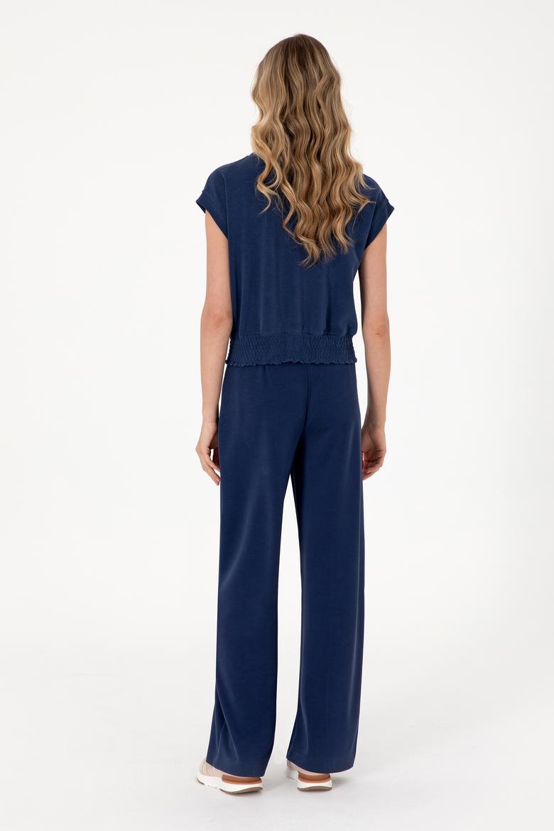 Kadın Lacivert Modal Karışımlı Loose Fit Örme Pantolon - 50308640006