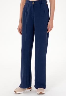 Kadın Lacivert Modal Karışımlı Loose Fit Örme Pantolon - 50308640006